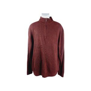 Unbranded Men's Brown Mock Neck Half Zip Acrylic Pullover Sweater Size XXL
